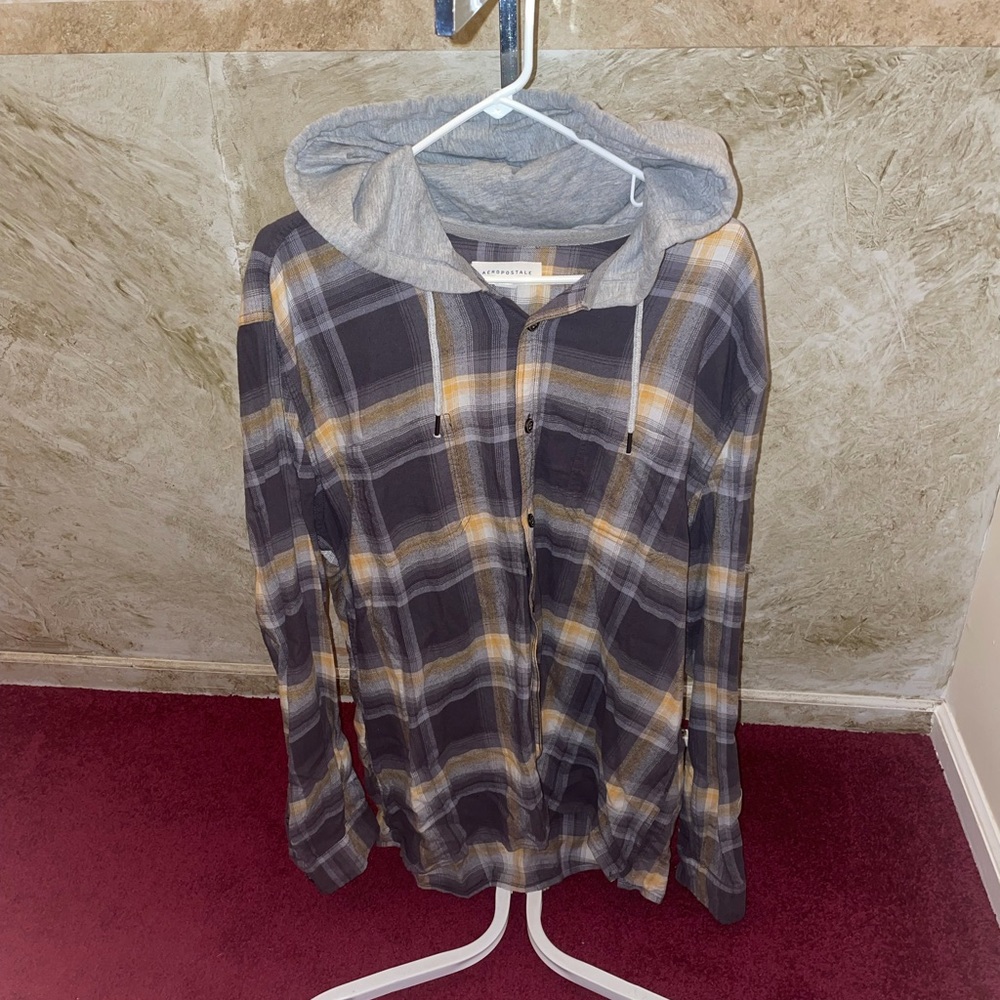 Hooded Flannel Button Down